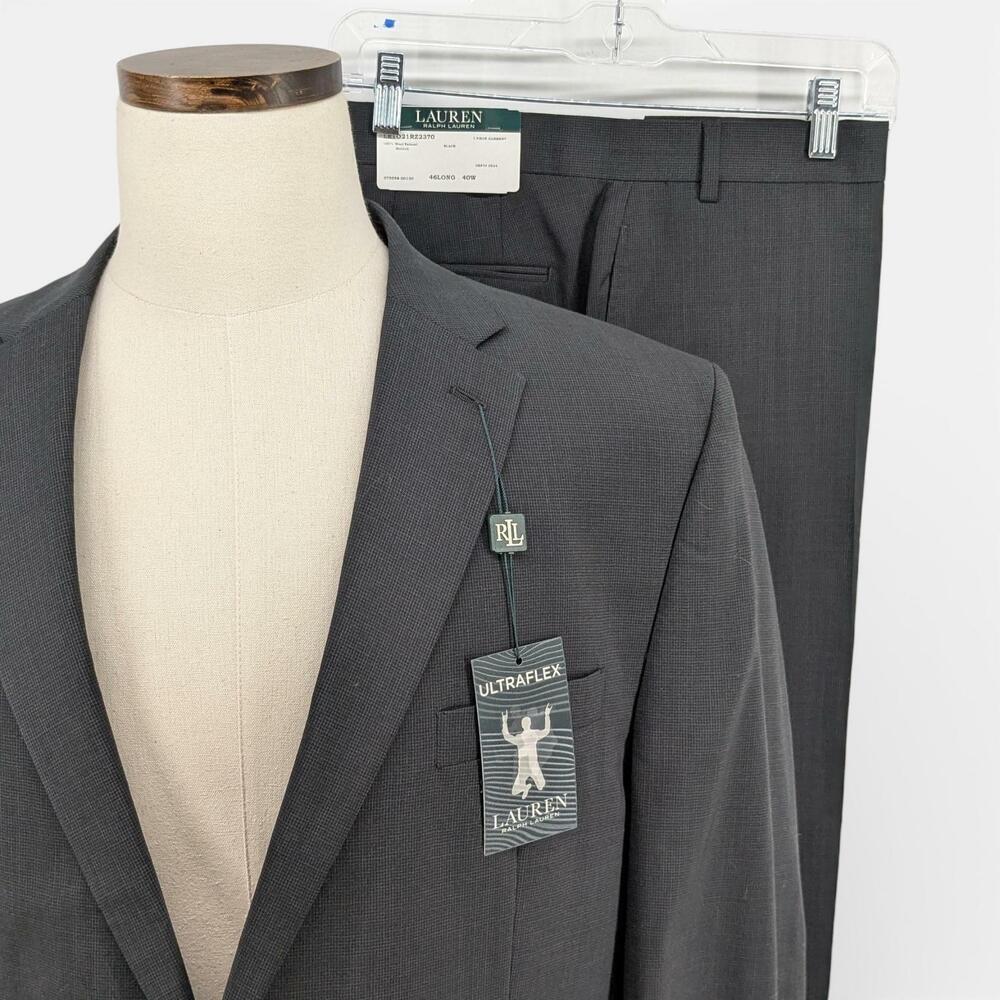 Lauren Ralph Lauren Men's Classic Fit 2 Piece Suit Wool 46 L Pants 40W Black